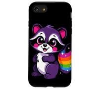 Lindo diseño de mapache morado caprichoso arte animal para la naturaleza Carcasa para iPhone SE (2020) / 7 / 8