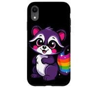 Lindo diseño de mapache morado caprichoso arte animal para la naturaleza Carcasa para iPhone XR