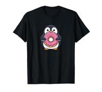 Lindo diseño de pingüino sosteniendo Dona Dulce Postre Camiseta