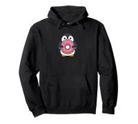 Lindo diseño de pingüino sosteniendo Dona Dulce Postre Sudadera con Capucha