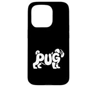 Lindo diseño de pug Word Art para amantes de los perros cachorro Carcasa para iPhone 15 Pro