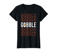 Lindo diseño del día de Acción de Gracias otoño otoño Divertido Pavo engullir Camiseta gráfica económica, Mujer, Negro, XL