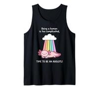 Lindo Disfraz de Axolotl Arco Iris ser Humano es complicado Camiseta sin Mangas