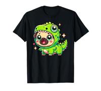 Lindo disfraz de dinosaurio carlino mascota perro mamá papá niños Camiseta