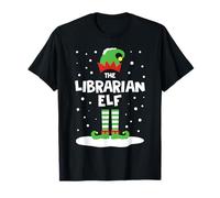 Lindo Disfraz de Elfo Bibliotecario a Juego para Navidad Camiseta