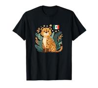 Lindo Disfraz de Gato Jaguar para los Amantes de la Bandera de México Camiseta