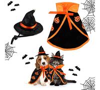 Lindo Disfraz de Mago de Halloween para Mascotas con Sombrero, Ropa Suave para Gatos y Perros pequeños, Capa de Bruja, Ropa de Disfraz para Mascotas, Ropa de Cosplay para Gatos, Perros, Gatitos