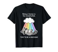 Lindo Disfraz de Mapache Arco Iris ser Humano es complicado Camiseta