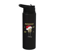 Lindo disfraz de Navidad Prosecco Ho Ho para fiesta de Navidad para mujer Stainless Steel Insulated Water Bottle