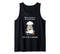 Lindo Disfraz de pingüino Arco Iris ser Humano es complicado Camiseta sin Mangas