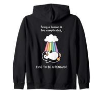 Lindo Disfraz de pingüino Arco Iris ser Humano es complicado Sudadera con Capucha