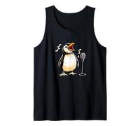 Lindo Disfraz de pingüino Cantando con micrófono de Karaoke Camiseta sin Mangas