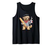 Lindo Divertido Barbet Perro de Agua Perro café Francia Bandera Camiseta sin Mangas