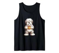 Lindo Divertido Bobtail Cachorro Perro Taza café Bandera españa Camiseta sin Mangas