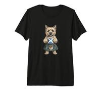 Lindo Divertido Cairn Terrier Perro Taza café Bandera de Escocia Camiseta Premium