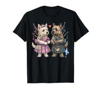 Lindo Divertido Cairn-Terrier Perros Pareja Gaita Escocia Camiseta