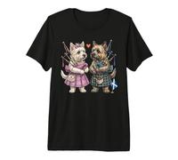 Lindo Divertido Cairn-Terrier Perros Pareja Gaita Escocia Camiseta Premium