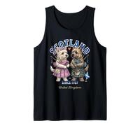 Lindo Divertido Cairn-Terrier Perros Pareja Gaita Escocia Camiseta sin Mangas