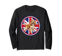 Lindo Divertido inglés Cocker Spaniel Perro Bandera del Reino Unido Manga Larga