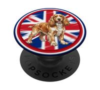 Lindo Divertido inglés Cocker Spaniel Perro Bandera del Reino Unido PopSockets PopGrip Adhesivo