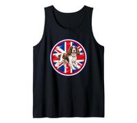 Lindo Divertido Inglés Saltador español Perro Bandera del Reino Unido Camiseta sin Mangas