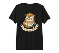 Lindo Divertido Nuevo Abuelo búho Anuncio papá Sabio pájaro Camiseta Premium