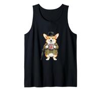 Lindo Divertido Perro Corgi Cachorro Taza café Bandera de Inglaterra Camiseta sin Mangas