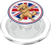 Lindo Divertido Perro Golden Retriever Bandera de Inglaterra Reino Unido Dabbing PopSockets PopGrip para MagSafe