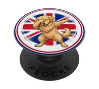 Lindo Divertido Perro Golden Retriever Bandera de Inglaterra Reino Unido Dabbing PopSockets PopGrip Adhesivo