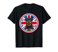 Lindo Divertido Perro Rottweiler Cachorro Bandera de Inglaterra Reino Unido Camiseta