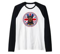 Lindo Divertido Perro Rottweiler Cachorro Bandera de Inglaterra Reino Unido Camiseta Manga Raglan