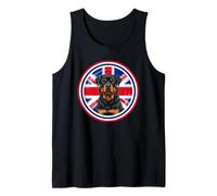 Lindo Divertido Perro Rottweiler Cachorro Bandera de Inglaterra Reino Unido Camiseta sin Mangas