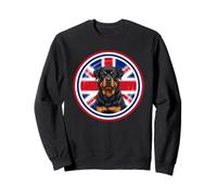 Lindo Divertido Perro Rottweiler Cachorro Bandera de Inglaterra Reino Unido Sudadera