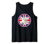 Lindo Divertido Perro Terrier Blanco Occidental Bandera del Reino Unido Camiseta sin Mangas