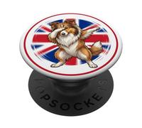 Lindo Divertido Shelty/Collie Perro Baila Dabbing PopSockets PopGrip Adhesivo