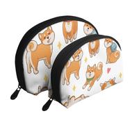 Lindo, Divertido, Shiba inu, Bolsa de Maquillaje de Concha, Monedero pequeño para Mujer, Bolsa de artículos de tocador, Bolsa de cosméticos, 2 Piezas