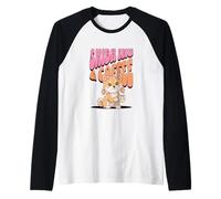 Lindo Divertido Shiba-Inu Cachorro Perro Taza de café por la mañana Camiseta Manga Raglan