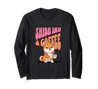 Lindo Divertido Shiba-Inu Cachorro Perro Taza de café por la mañana Manga Larga