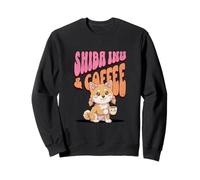 Lindo Divertido Shiba-Inu Cachorro Perro Taza de café por la mañana Sudadera