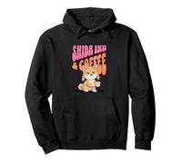 Lindo Divertido Shiba-Inu Cachorro Perro Taza de café por la mañana Sudadera con Capucha