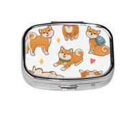lindo, divertido, shiba inu, Pastillero cuadrado para bolsillo o monedero, pequeño contenedor de pastillas, organizador de pastillas de viaje