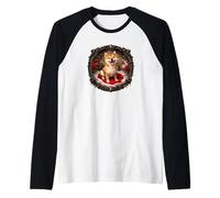 Lindo Divertido Shiba-Inu Perro Cachorro Bandera de Japón gótico Oscuro Camiseta Manga Raglan