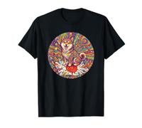 Lindo Divertido Shiba-Inu Perro Cachorro Bandera de Japón psicodélico Camiseta