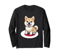 Lindo Divertido Shiba-Inu Perro Cachorro Frutiger Aero Japón Bandera Manga Larga