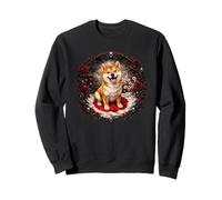 Lindo Divertido Shiba-Inu Perro Cachorro Japón Bandera Romance Oscuro Sudadera