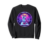 Lindo Divertido Shiba-Inu Perro Cachorro Japón Bandera Vaporwave Sudadera