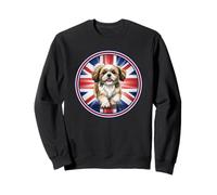 Lindo Divertido Shih Tzu Perro Cachorro Inglaterra Bandera Reino Unido Sudadera
