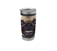 Lindo Divertido Torpe Sonrisa Perro Pug Borroso Meme Vaso térmico de acero inoxidable de doble pared