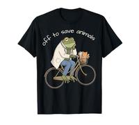 Lindo Doctor Rana Montando Bicicleta Gato para Salvar Animales Camiseta