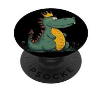 Lindo dragón con Corona para los Amantes del Rey y el Reino PopSockets PopGrip Adhesivo
